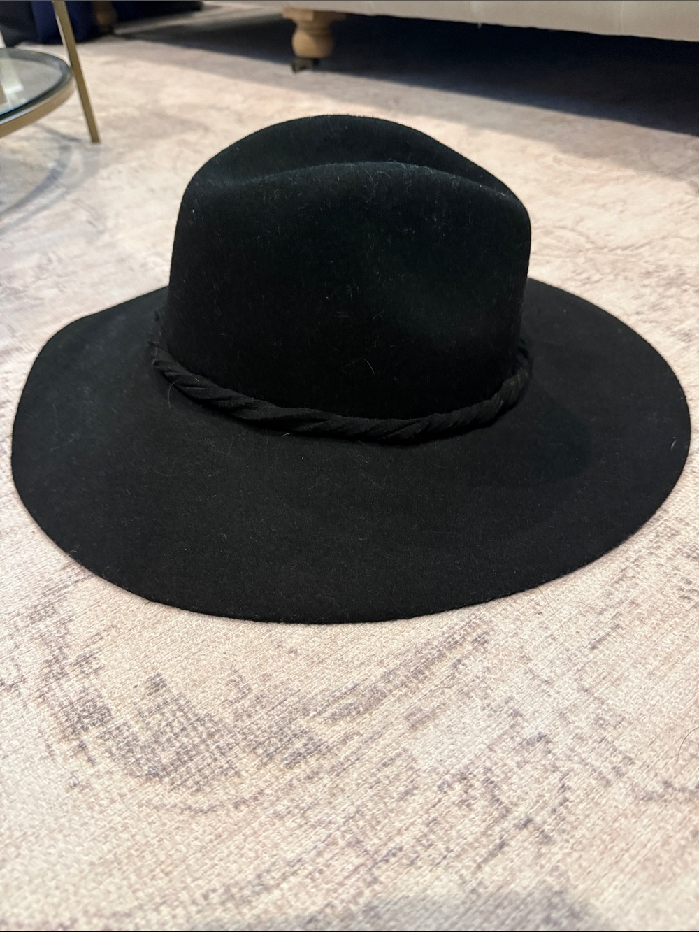 Free People Black Wide Brim Fedora with Twisted Band